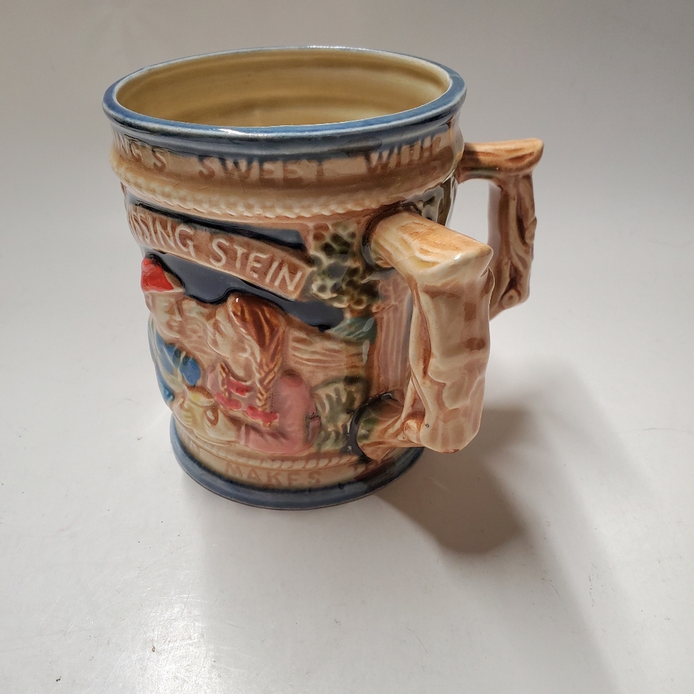 Vintage Two Handled Kissing Beer Stein Lego Japan Romantic Kitschy Cottagecore